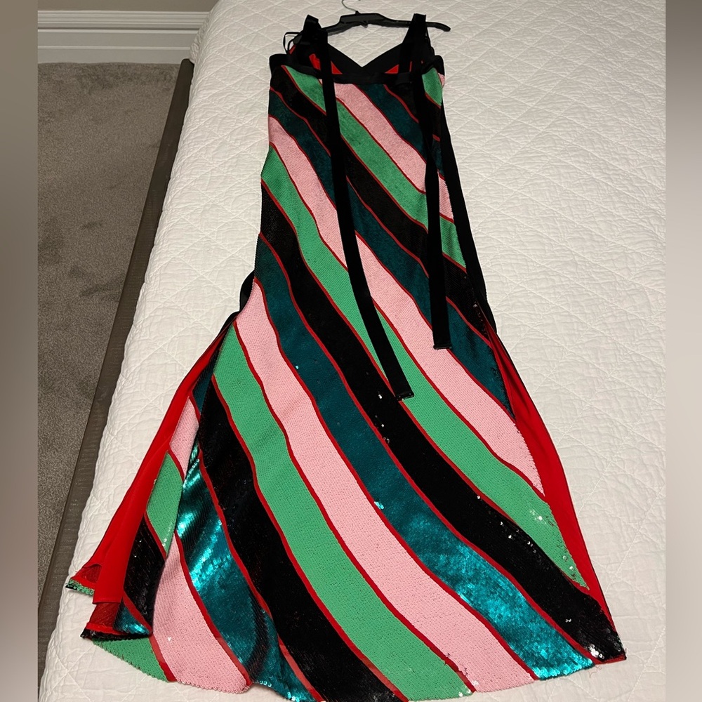 Diane Von Furstenberg one-of-a-kind D-Ring Crossover Sequins & Silk Dress - Picture 10 of 16